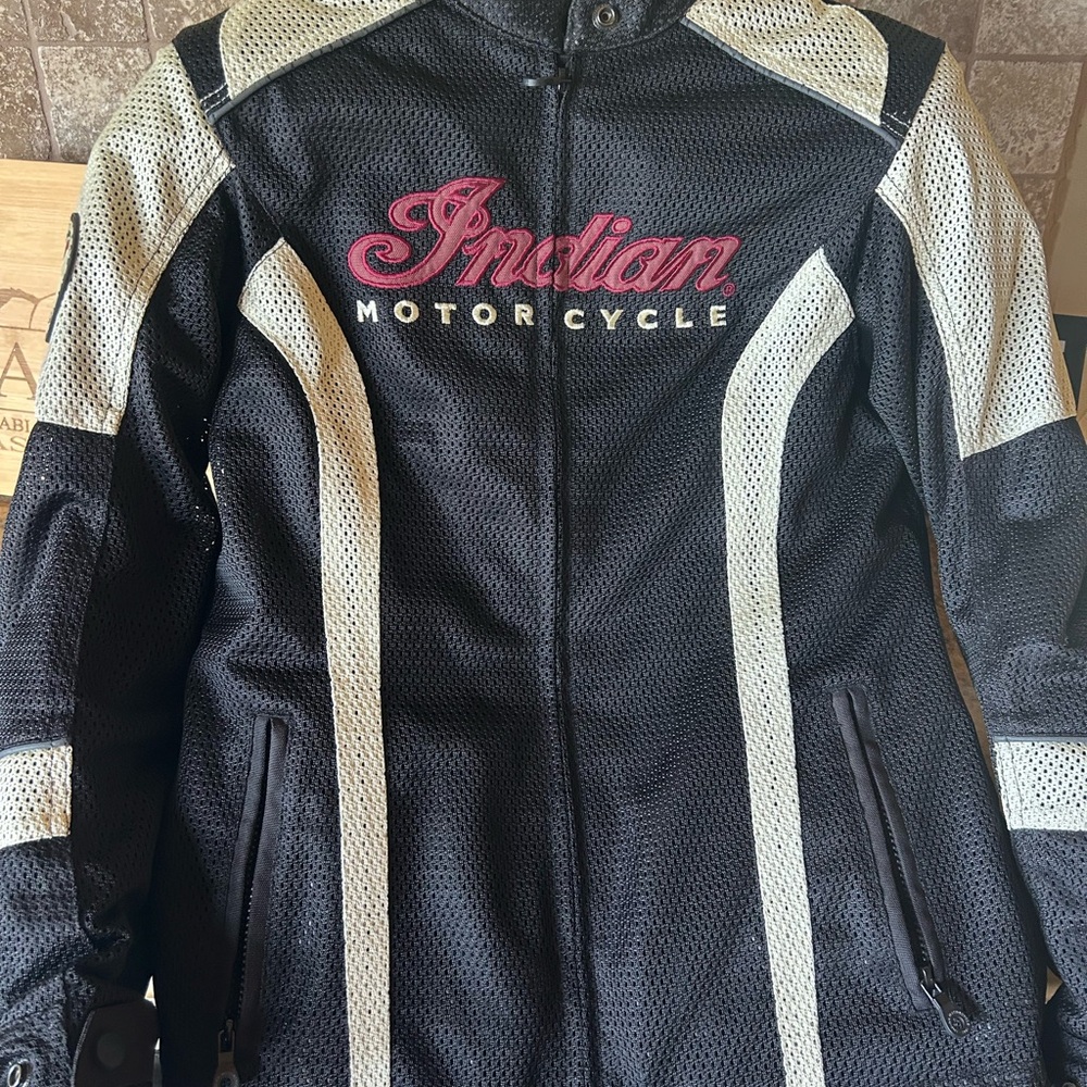 Indian Motorcycle Women's Black and Cream Jacket